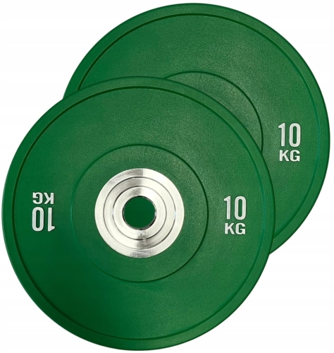 Obciążenie olimpijskie 2x10 KG bumper PRO 10 KG zielony WZMOCNIONY