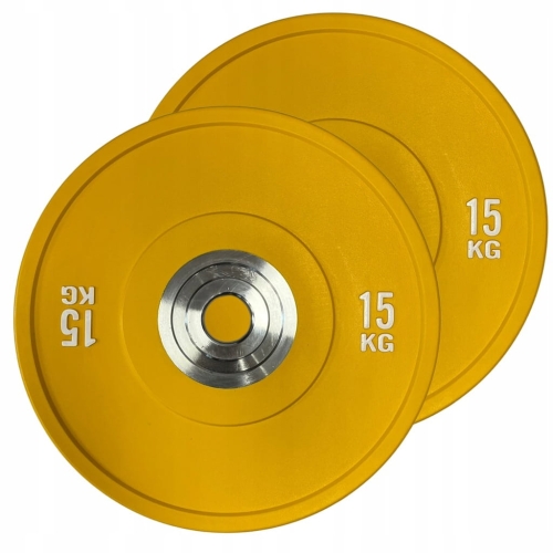 Obciążenie olimpijskie 2x15 KG bumper PRO 15 KG zółty WZMOCNIONY