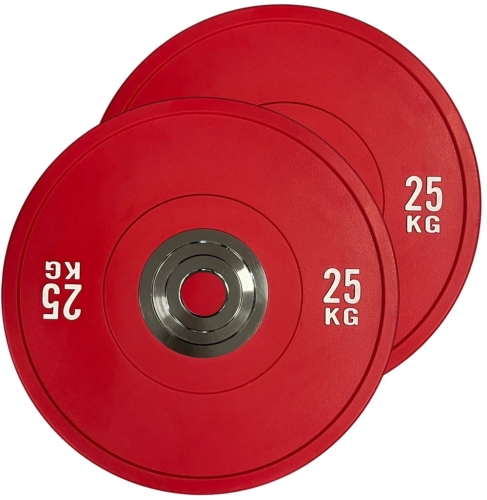 Obciążenie olimpijskie 2x25 KG bumper PRO 25 KG czerwony WZMOCNIONY