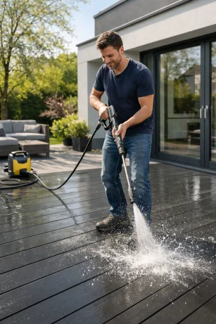 Czyszczenie tarasu kompozytowego – czym myć deski kompozytowe i usuwać plamy